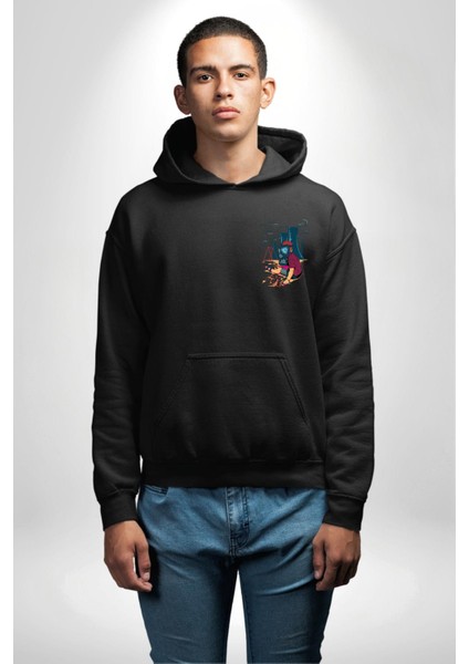 Çevreçi Hava Kirliliği Küresel Isınma Siyah Kapüşonlu Sweatshirt Kadın Erkek Ön Minimal Sırt Baskılı fırsatları