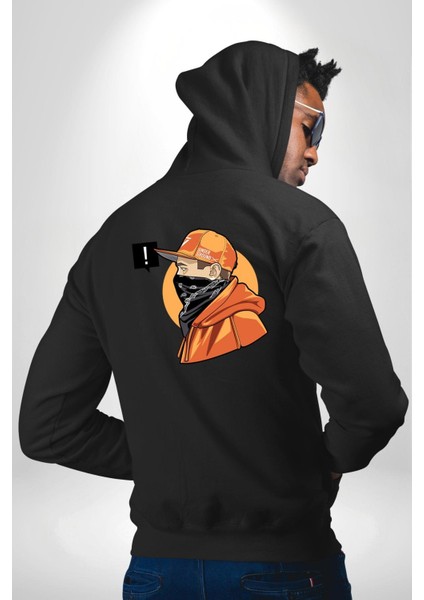 Sokak Tarzı Baskılı Gençler Için Grafik Tasarım Siyah Kapüşonlu Sweatshirt Kadın Erkek Ön Minimal Sırt Baskılı indirimleri