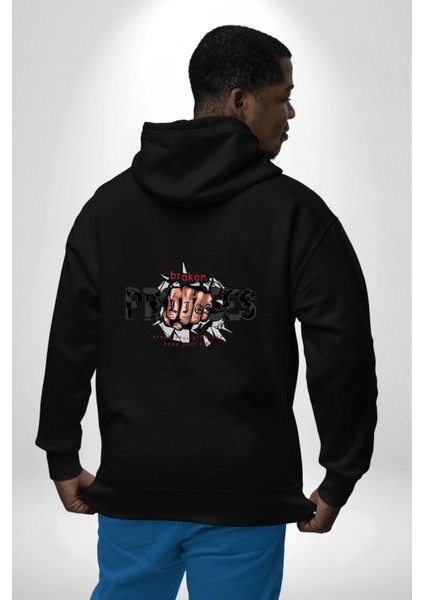 Yalanlarını Tut, Sözlerini Kır! Siyah Kapüşonlu Sweatshirt Kadın Erkek Ön Minimal Sırt Baskılı indirimleri