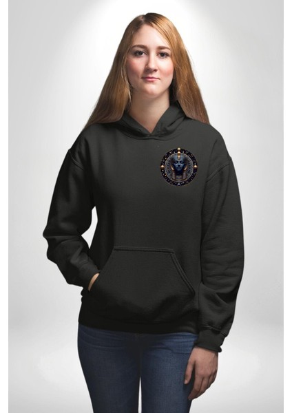 Mısır Mitolojisi Nut Mistik Gökyüzü Tanrıçası Siyah Kapüşonlu Sweatshirt Kadın Erkek Ön Minimal Sırt Baskılı indirimleri