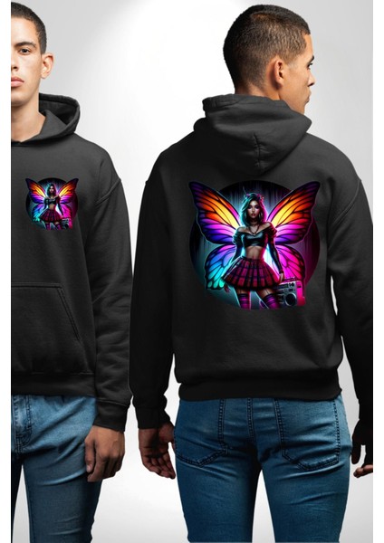 Crop Top Etek Retro Boom Box Plak Genç Kız Siyah Kapüşonlu Sweatshirt Kadın Erkek Ön Minimal Sırt Baskılı fırsatları