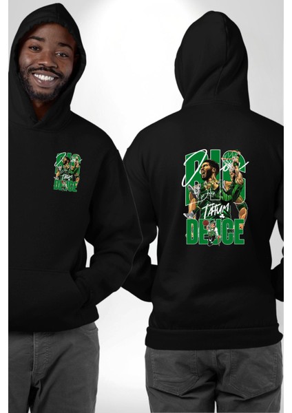 Sonsuz Hız Basketbol Şutları Siyah Kapüşonlu Sweatshirt Kadın Erkek Ön Minimal Sırt Baskılı