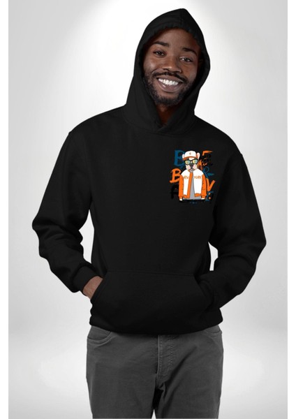 Turuncu Siyah Spor Ceketli Fransız Bulldog Köpek Siyah Kapüşonlu Sweatshirt Kadın Erkek Ön Minimal Sırt Baskılı fiyatları