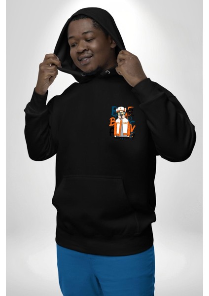 Turuncu Siyah Spor Ceketli Fransız Bulldog Köpek Siyah Kapüşonlu Sweatshirt Kadın Erkek Ön Minimal Sırt Baskılı indirimleri