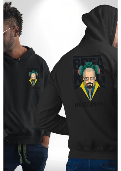 Breaking Bad Heisenberg Siyah Kapüşonlu Sweatshirt Kadın Erkek Ön Minimal Sırt Baskılı fırsatları