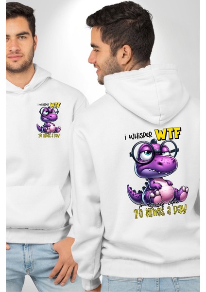 Bunu Kendime 20 Kez Söylüyorum! Komik Tasarım Beyaz Kapüşonlu Sweatshirt Kadın Erkek Ön Minimal Sırt Baskılı fırsatları