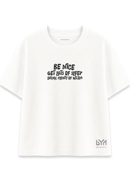 Be Nice Kadın Oversize Beyaz Tişört