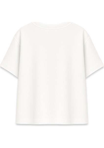 Kilitli Kalp Minimal Baskılı Beyaz Oversize Tişört fiyatları