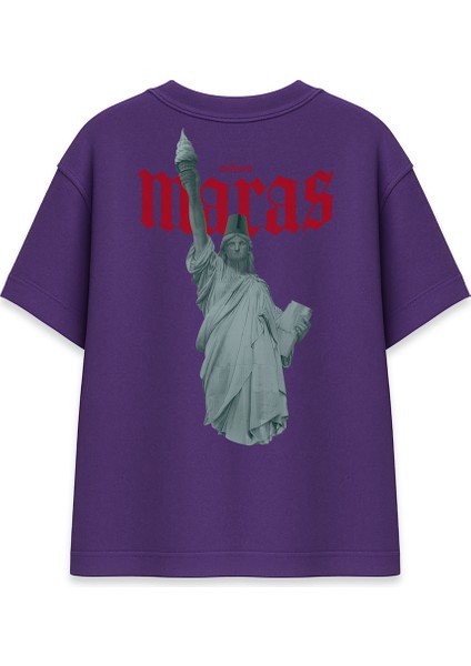 Maraş Culture Özgürlük Heykeli Mor Oversize Tişört