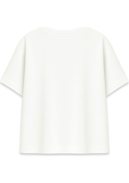 Kilitli Kalp Minimal Baskılı Ekru Oversize Tişört fiyatları