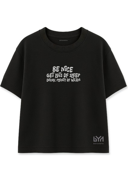 Be Nice Kadın Oversize Siyah Tişört