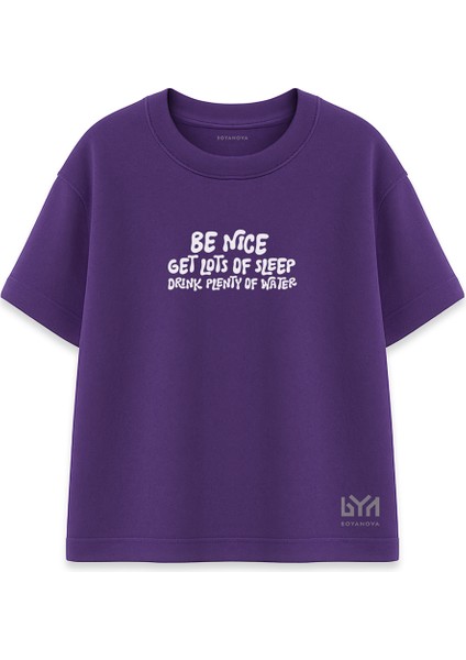 Be Nice Kadın Oversize Mor Tişört