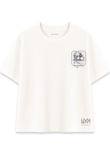 Mavi Su Karakter Baskılı Cep Detaylı Şeker Oversize Tişört