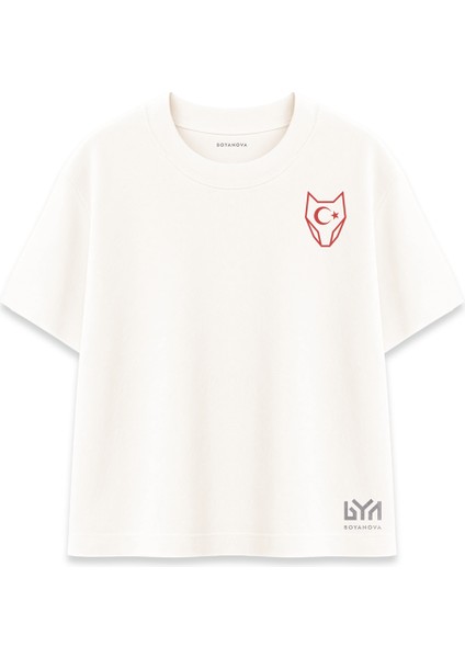 Hilalli Bozkurt Maskesi Minimal Şeker Oversize Tişört