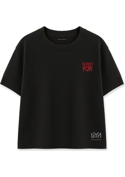 Savaşçı Tavşan Baskılı Siyah Oversize Tişört