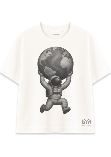 Dünya Taşıyan Astronot Şeker Oversize Tişört