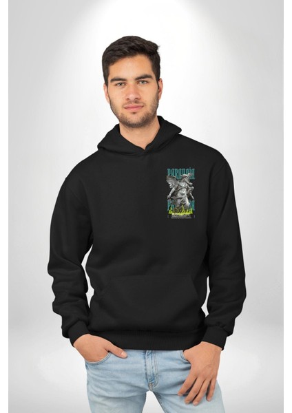 Karmaşık Zihin Gerçek ve Halüsinasyon Siyah Kapüşonlu Sweatshirt Kadın Erkek Ön Minimal Sırt Baskılı fiyatları