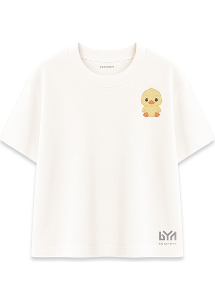 Sevimli Civciv Baskılı Şeker Oversize Tişört