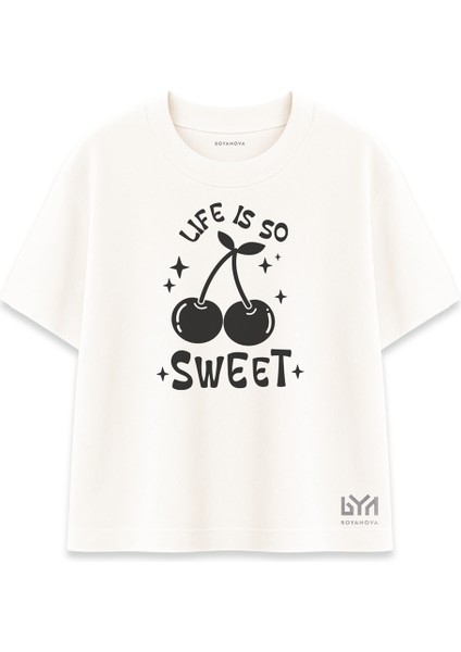Life Is Kadın Oversize Şeker Tişört