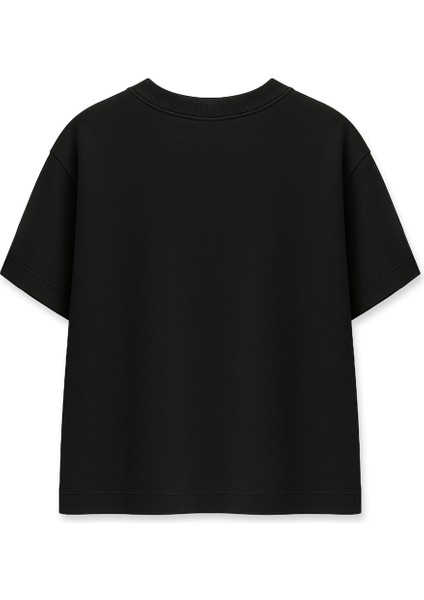 Yarım Daire Minimal Çizim Siyah Oversize Tişört fiyatları