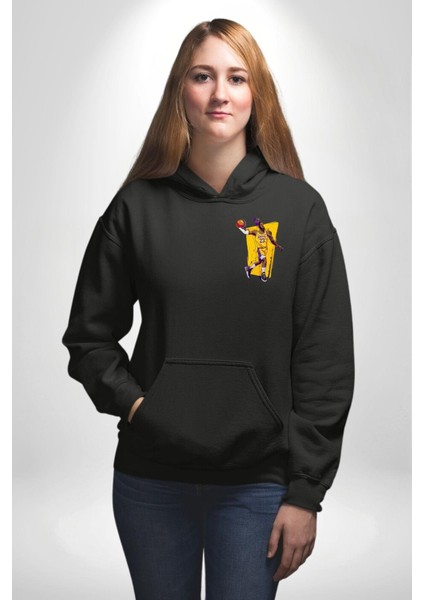 Basketbol Karikatür Özel Tasarım Siyah Kapüşonlu Sweatshirt Kadın Erkek Ön Minimal Sırt Baskılı fırsatları