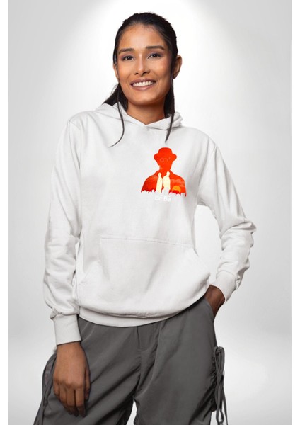 Walter White Br Ba Silüetli Beyaz Kapüşonlu Sweatshirt Kadın Erkek Ön Minimal Sırt Baskılı indirimleri