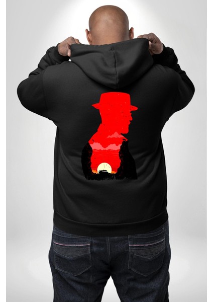 Suç ve Kimya Karakteri Breaking Bad Yansıması Siyah Kapüşonlu Sweatshirt Kadın Erkek Ön Minimal Sırt Baskılı modelleri