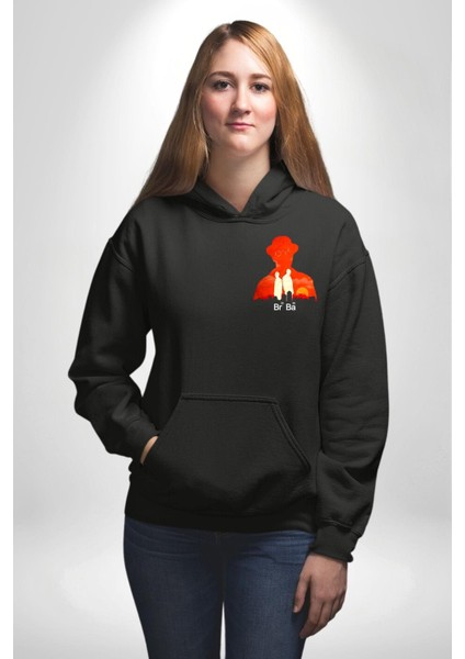 Walter White Br Ba Silüetli Siyah Kapüşonlu Sweatshirt Kadın Erkek Ön Minimal Sırt Baskılı fiyatları