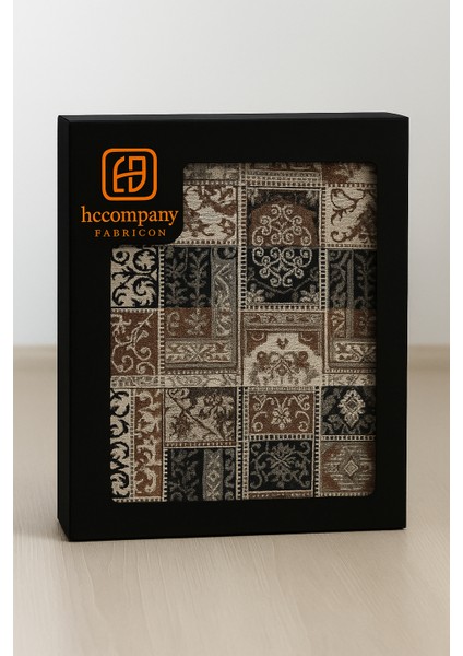 Patchwork Desenli Kahverengi-Siyah Halı Örtüsü 6m²