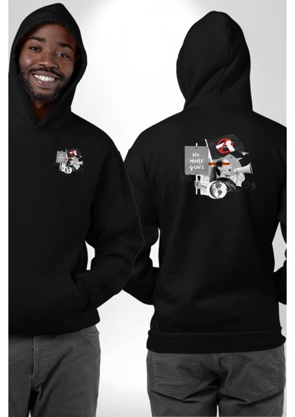 Silah Yasaklama Protestosu Grafik Tasarımı Siyah Kapüşonlu Sweatshirt Kadın Erkek Ön Minimal Sırt Baskılı fırsatları