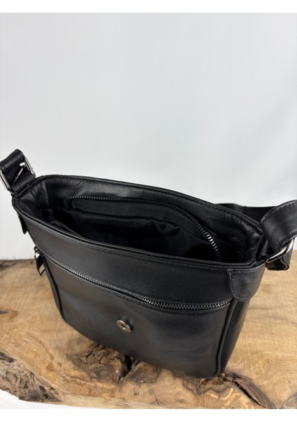Gerçek Deri Postacı Çanta Siyah indirimleri