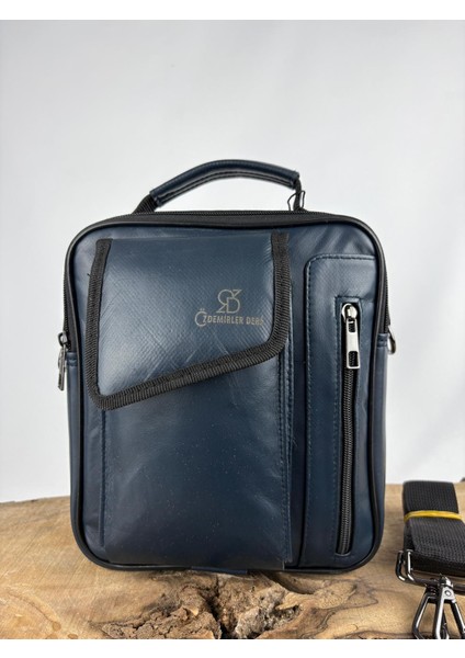 Deri El Çantası Telefon Bölmeli Lacivert