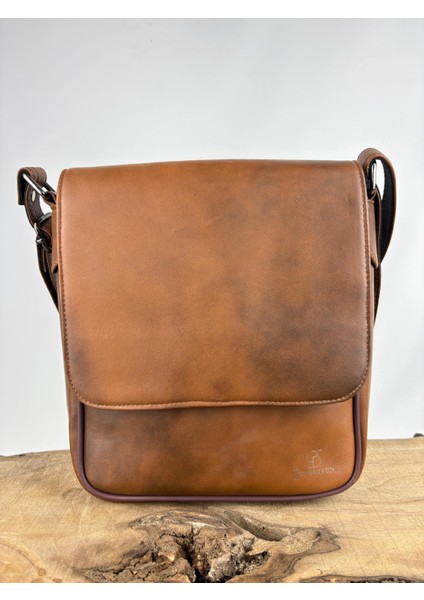 Gerçek Deri Postacı Çanta Taba