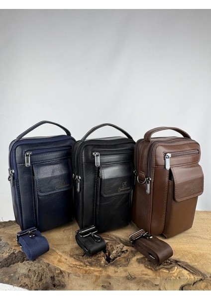 Hakiki Dana Derisi El Çantası Lacivert