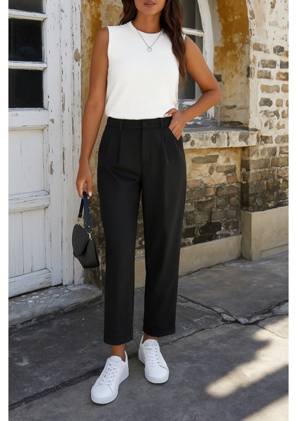 Kadın Yüksek Bel Cepli Atlas Pantolon