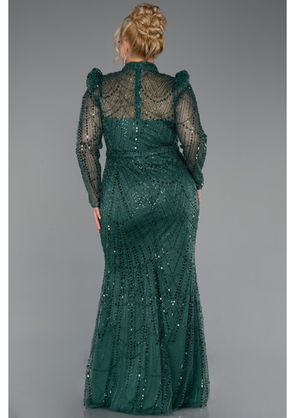 Uzun Kol Taşlı Büyük Beden Abiye ABU4527 fiyatları