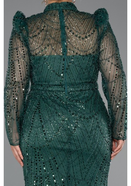 Uzun Kol Taşlı Büyük Beden Abiye ABU4527 fırsatları