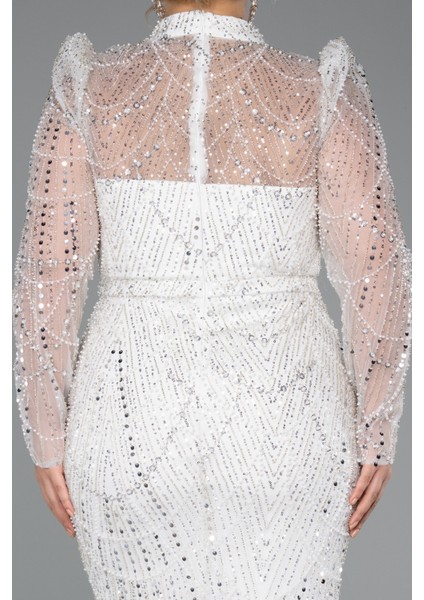 Uzun Kol Taşlı Büyük Beden Abiye ABU4527 fırsatları