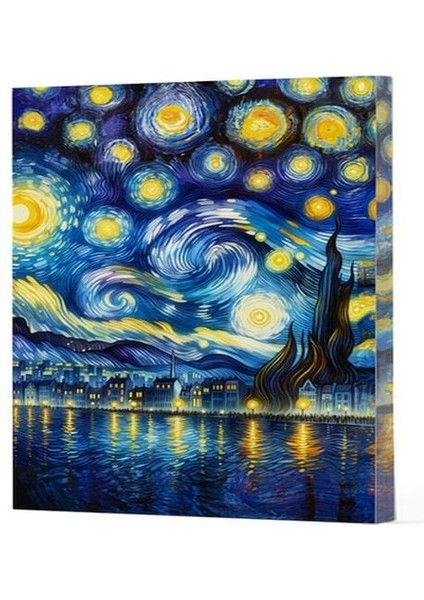 Van Gogh 7 - Yıldızlı Gece Çizgili Yan Boyamalı Defter