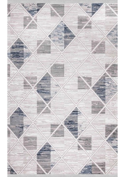 Abnormal Lacivert Geometrik Etnik Modern Desenli Akrilik Hav Vermeyen Leke Tutmayan Kolay Temizlenen Yumuşak Makine Salon Yolluk Mutfak Halı