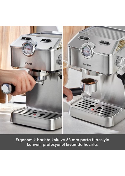 Coffee Art 1101 Süt Köpürtücülü, 20 Bar Basınçlı, Espresso, Latte, Cappuccino, Americano Makinesi 1,5l Inox fırsatları