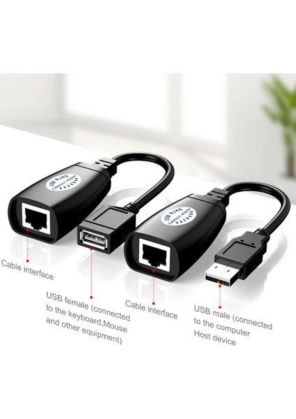 USB Extrender, 50 Metre RJ45, USB Uzatma Kablosu, Cat5 – Cat6 Uyumlu,