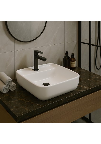 Porto Çanak Lavabo Batarya Delikli 40x40 cm PRT0711