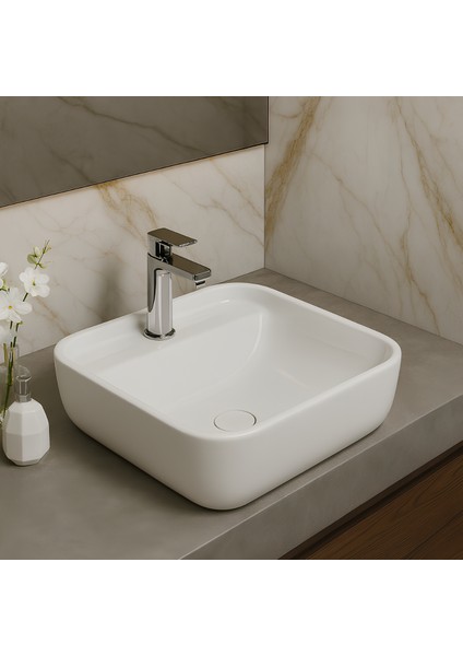 Porto Çanak Lavabo Batarya Delikli 40x40 cm PRT0711 modelleri