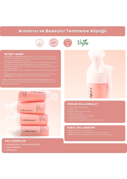Arındırıcı, Nemlendirici, Besleyici Nar Özlü Temizleme Köpüğü modelleri