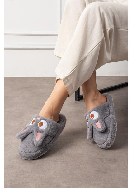 Kadın Tavşan Figürlü Sessiz Taban Peluş Ev Terliği fiyatları