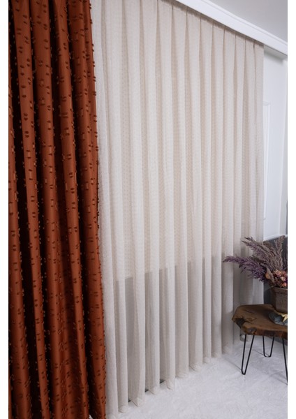 Keten Evrim Bej 1/2.5 Normal Pileli Ütü Istemez Kırışmaz Yeni Sezon Salon Oda Tül Perdesi indirimleri