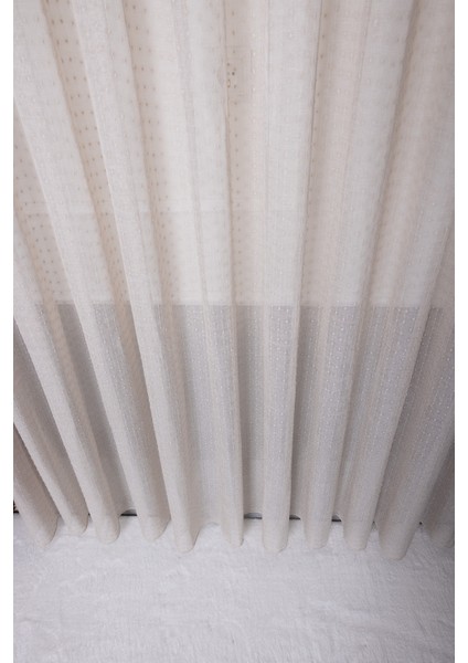 Keten Evrim Bej 1/2.5 Normal Pileli Ütü Istemez Kırışmaz Yeni Sezon Salon Oda Tül Perdesi