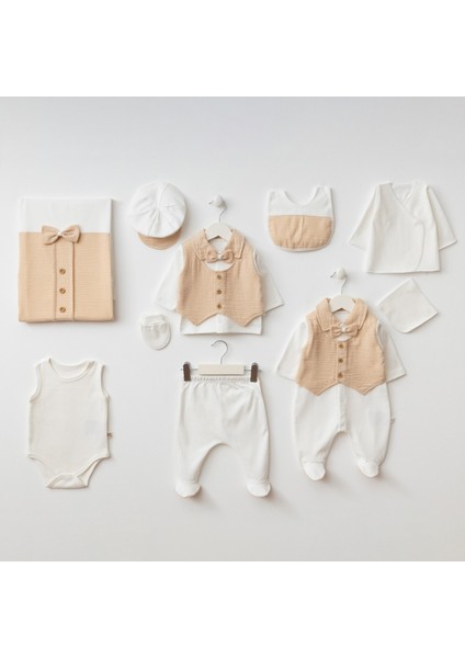 10006 Mnz Marka Müslin Detaylı Yeni Doğan Hastane Çıkışı Erkek 10'lu Set