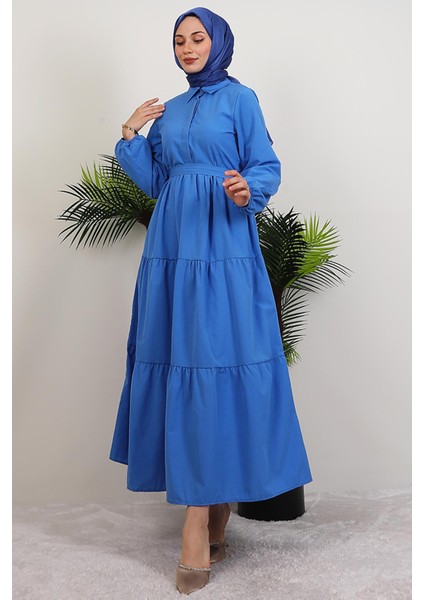 Standart Yaka Düğmeli Elbise Saks fiyatları